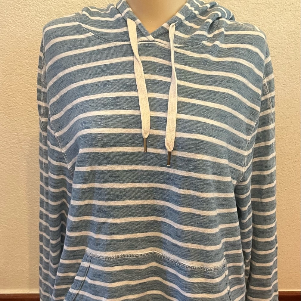 Rails Mammoth Breton Stripe Hoodie Women’s Small Blue White 100% Cotton